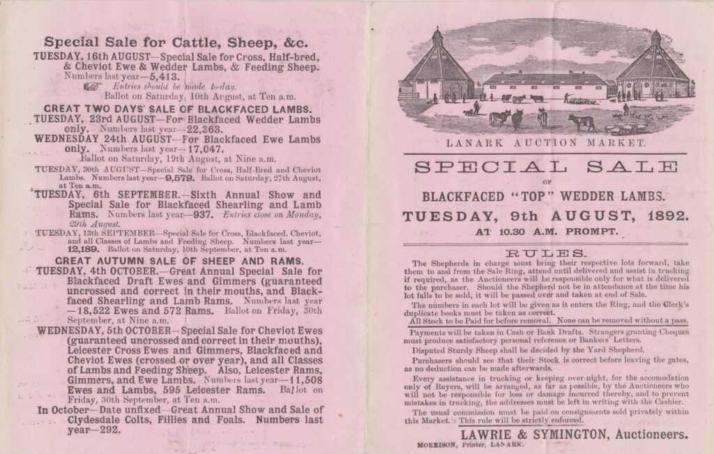 Sale catalogue from Lanark Auction Market